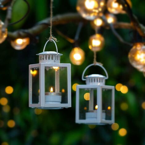 NUPTIO Lot De 2 Lanternes Décoratives Suspendues - Bougeoirs à Thé Vintage Pour Intérieur, Jardin, Mariage Et Anniversaire
