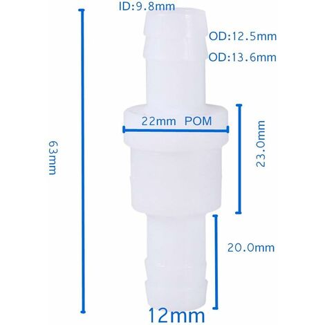 Clapet Anti-retour En Plastique - Pour Circuits Eau/air Auto, Caravane, Agricole, Marine