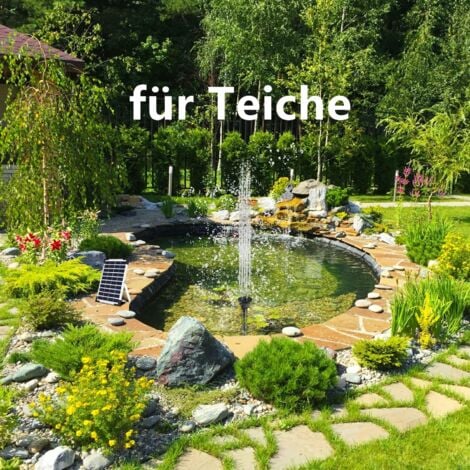 Fontaine Solaire Extérieur 5W, Pompe Bassin Solaire, Pompe à Eau Solaire pour Fontaine, Bain d'oiseaux, Étang, Piscine, 3 Buses, 380L/H, Débit max. : 60 cm