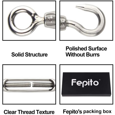 Tendeur En Acier Inoxydable Avec Crochet/œil - Diamètres Filetés M4 à M12 Pour Fixation Abat-jour/voile