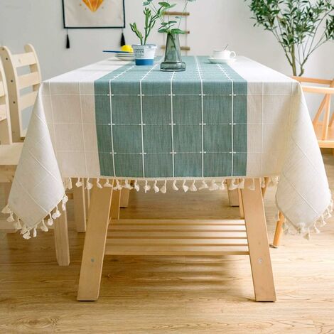 Nappe tissu coton lin blanc table de salle à manger nappe rectangulaire  table basse nappe tapis de table (couleur : A, taille : 160 x 260 cm) :  : Cuisine et Maison
