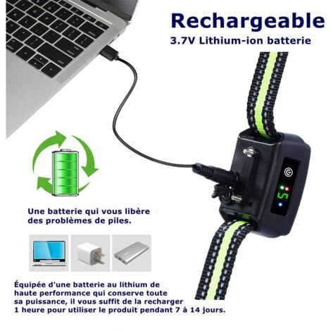 Collier anti-aboiements, version 2020, avec vibrations, sons et chocs électriques, collier de module de détection intelligent des aboiements pour grands, moyens et petits chiens