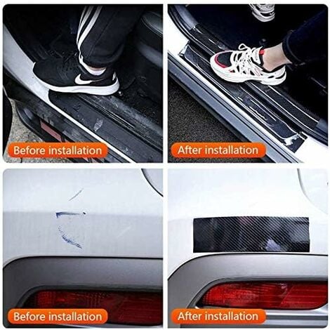 Protecteur de seuil de porte de voiture en Fiber de carbone, 5  pièces/ensemble, autocollants en cuir protégé pour pare-choc arrière de  voiture, pour Chevrolet Onix - AliExpress