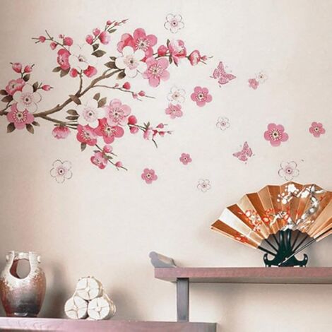 Grand Arbre Fleurs Autocollant Mural Cygne Autocollant Mural Fleur De  Cerisier Dcoration Murale Pour Chambre Salon Bureau (hauteur : 140 Cm)