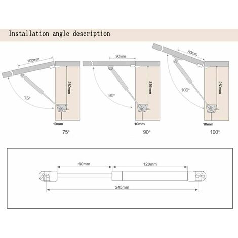 Gtwinsone 2 Pièces Verin Meuble Verin Hydraulique De Coffre 40N 270mm Vérins à Gaz Acier Inoxydable Verin Porte Cuisine Avec Vis Ressort Amortisseur Charniere Porte Placard Cuisine (Argent