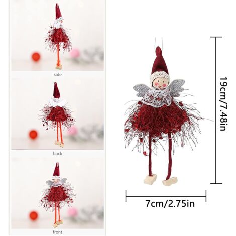 2 Pendentifs Anges De Noël Rouges Et Verts - Décoration Sapin, Mur, Porte - Ornements Festifs En Forme De Poupée