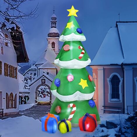 213cm Père Noël Pingouin Décoration de Noël gonflable, Décoration gonflable Ours  Polaire Géant avec Led Lumière Noël Fête de Famille Decora