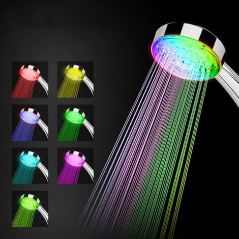 Pommeau Douche LED Douchette 7 Couleurs Tête Débit Eau Réglable 100%  Antirouille