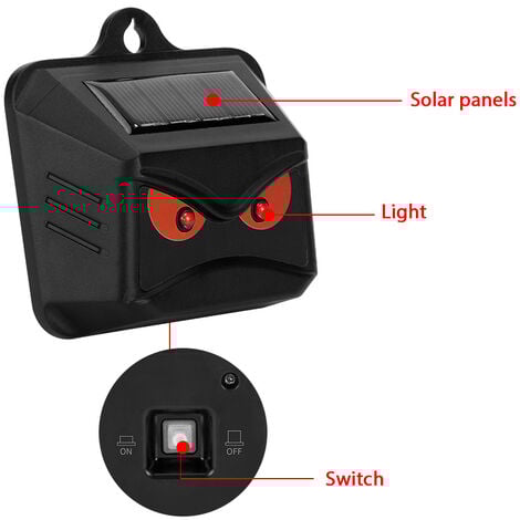 Répulsif solaire contre les animaux sauvages tels que les ratons laveurs, les chevreuils, les renards, les sangliers, etc. - 4 répulsifs efficaces avec lumière LED rouge