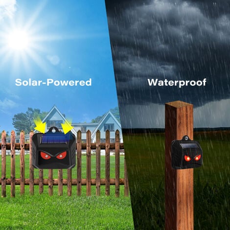 Répulsif solaire contre les animaux sauvages tels que les ratons laveurs, les chevreuils, les renards, les sangliers, etc. - 4 répulsifs efficaces avec lumière LED rouge