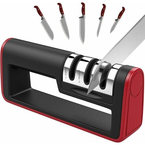 Domaier - Aiguiseur Electrique de Couteau, Affûteur à Deux Niveaux,  Noir/Argent, Matériau: Plastique ABS : : Cuisine et Maison