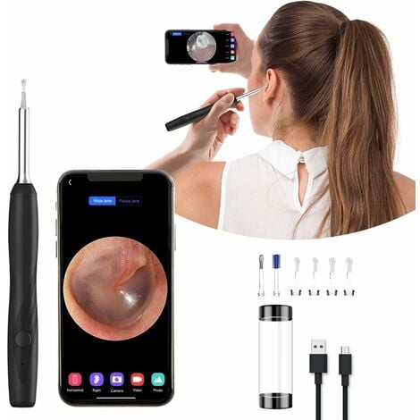 5.5 Caméra d'endoscope auriculaire, caméra de nettoyage visuel de l'oreille,  nettoyage en profondeur, nettoyeur d'oreille HD LED, otoscope d'oreille  d'animaux USB pour Android, tablette et PC, 2 Colo