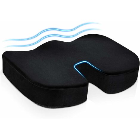 Libiyi Seat Comfort Pro, coussin de siège 38 x 35 cm pour chaise de bureau,  coussin ergonomique en mousse à mémoire forme, coussin chaise antidérapant  pour soulager la douleur du coccyx et
