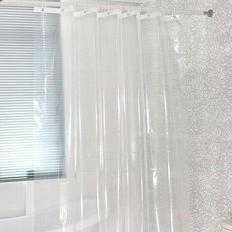 Rideau de Douche Transparent Rideaux de Douche PEVA Rideau de Douche Anti Moisissure et Imperméable avec 12 Crochets pour Salle de Bains 180x180cm