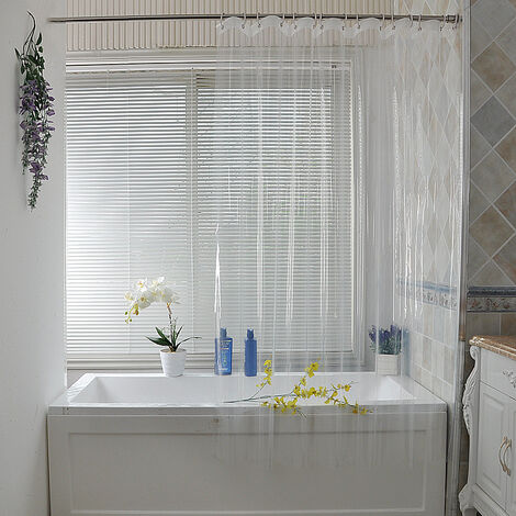 Rideau de Douche Transparent Rideaux de Douche PEVA Rideau de Douche Anti Moisissure et Imperméable avec 12 Crochets pour Salle de Bains 180x180cm