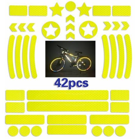 42 Pièces Sticker reflechissant Casque Velo,Bande reflechissante Velo  autocollante,Autocollants Réfléchissants pour Vélos,Sticker reflechissant