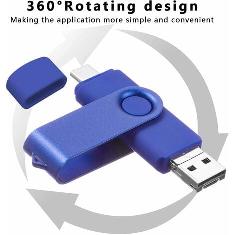 Clé USB 64Go, Flash Drive 64Go OTG 2 en 1 Type C Pendrive USB 2.0 Mémoire  Stick pour PC, Tablette, Smartphone (Noir)