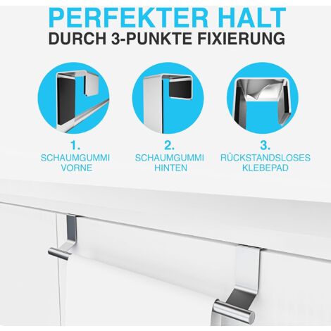 Porte-torchons de cuisine à suspendre – 35 cm de long en acier inoxydable avec – Porte-torchons sans perçage comme porte-serviettes de porte avec barre