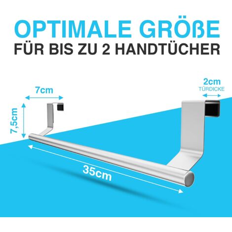 Porte-torchons de cuisine à suspendre – 35 cm de long en acier inoxydable avec – Porte-torchons sans perçage comme porte-serviettes de porte avec barre