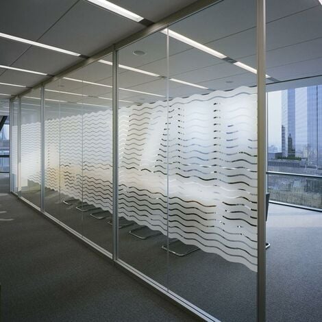 Film pour Fenêtre Intimité Givré Auto-Adhésif Fenêtre Autocollant Pas de Colle Statique Cling Film de Verre Opaque Protection UV Motif Vague 44.5x200cm