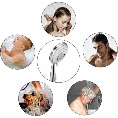 Flkwoh Pommeau Douche + 2 M Tuyau De Douche Flexible, Acgam Pommeau De Douche  Avec Tuyau, 5 Modes Economiseur D'eau Et Bouton De L'interrupteur, Haute