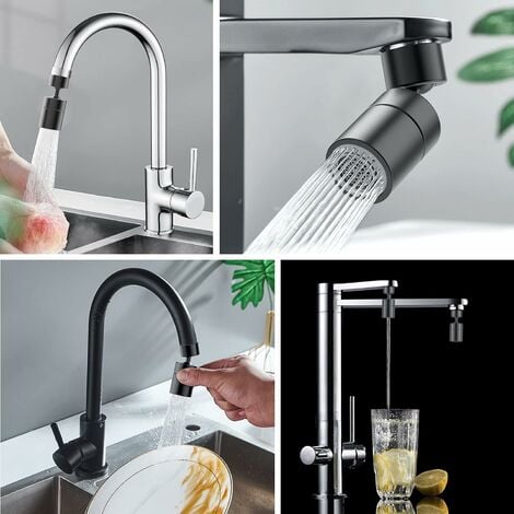 Aérateur de robinet, pivotant à 360 degrés, 2 modes de filtre de robinet de  cuisine réglable Bubbler pour salle de bain de cuisine, filetage interne de  22 mm, noir, 1pcs