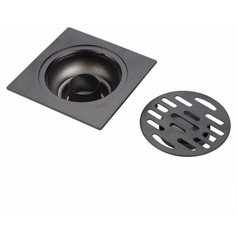Black-Deodorant Siphon de sol pour salle de douche Siphon de sol en acier inoxydable Lavabo de salle de bain Siphon de sol Machine à laver Toilettes Douche Siphon de sol de cuisine (Siphon de sol ordi