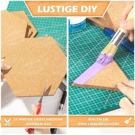 Lot De 12 Panneaux De Liège Hexagonaux Autocollants - Tableau D'Affichage Avec 80 Broches Pour Photos Et Mémos