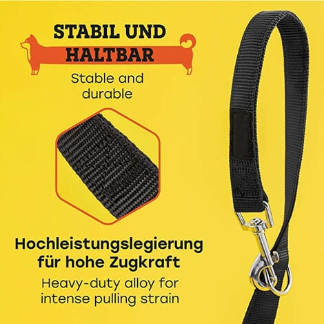 laisse éducative pour chien en noir graphite, solide et réglable en 3 Differente longueurs ( 2.51.55m )   laisse pour chien, double laisse, tressée, laisse en corde, laisse réglable