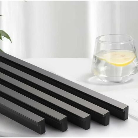 Noir - 2 x 90°L, 96mm, poignées de porte cuisine chambre poignées de porte placard poignées de porte poignées de placard poignées de tiroir placard intérieur tirettes de meuble, aluminium