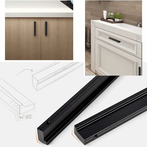 Noir - 2 x 90°L, 96mm, poignées de porte cuisine chambre poignées de porte placard poignées de porte poignées de placard poignées de tiroir placard intérieur tirettes de meuble, aluminium
