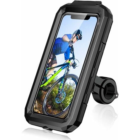 Support de téléphone de vélo, support de téléphone universel étanche à  rotation à 360° pour guidon de vélo de moto, support de téléphone de vélo à  identification tactile sensible compatible avec les