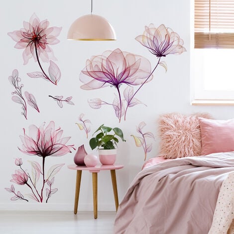Grande Fleur Stickers Muraux Rose Floral Blossom Stickers Muraux Chambre  Salon TV Fond Décor À La