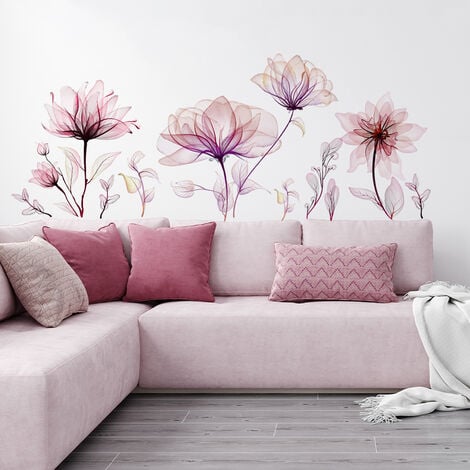 Grande Fleur Stickers Muraux Rose Floral Blossom Stickers Muraux Chambre  Salon TV Fond Décor À La