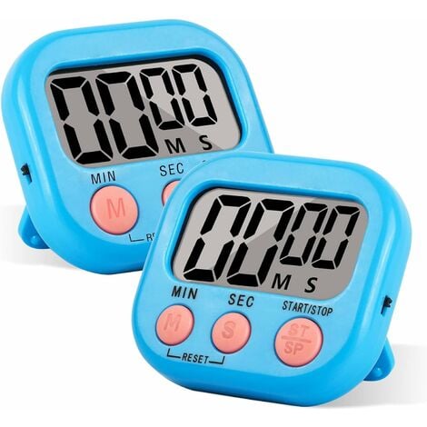 2 Pièces Bleu, Digital Time Timer Enfant Apprentissage avec Écran LCD,  Chronomètre Minuterie Aimanté avec Alarme