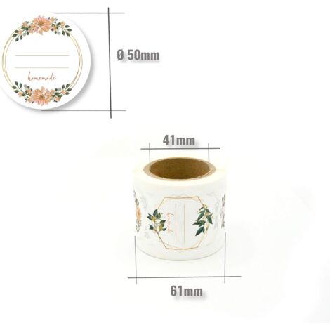Étiquettes autocollantes florales de 50 mm (200 feuilles)