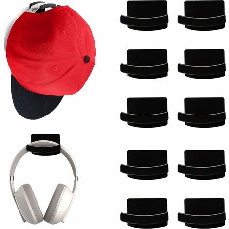 Noir - 10 porte-chapeaux, suspension murale de casquettes de
