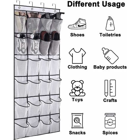 Organisateur De Chaussures Textile, 16 Paires De Chaussures - Gris