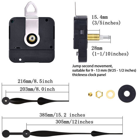 Mécanisme Horloge à Quartz + Aiguilles XXL Extra-longues (20/30cm) - Pour Cadran épais