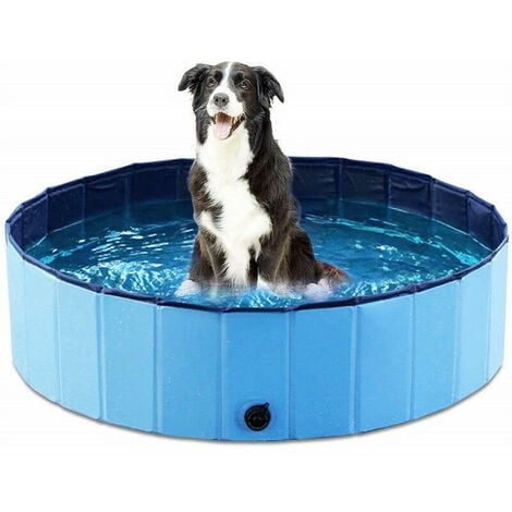 VIDAXL Piscine pliable pour chiens Bleu 160x30 cm PVC pas cher 