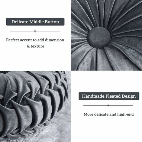 Coussin Main JWH Housse De Coussin Rond Floral - 30,5 Cm - Vert Sauge - Décoratif Main - Pour Canapé, Lit, Voiture - Coussin Inclus Coussin Main Vert Sage