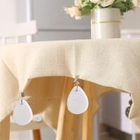 Wuzdy Lot De 8 Poids De Nappe En Marbre - Pinces à Nappe Ovales Blanches, 3,5x4,5 Cm - Pour Extérieur, Jardin, Pique-nique