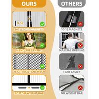 Moustiquaire Magnétique Pour Porte - Fermeture Automatique - Pour Balcon, Porche, Salon - 70 X 260 Cm - Gris