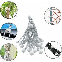 30 Tendeurs Élastiques Pour Bâche Avec Balle - Sandow Blanc Pour Tente, Bâche, Trampoline