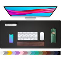 Sous-main, tapis de bureau en cuir PU, tapis de souris, protection de bureau antidérapante, bloc-notes de bureau étanche pour le bureau et la maison (80 cm x 30 cm, noir)