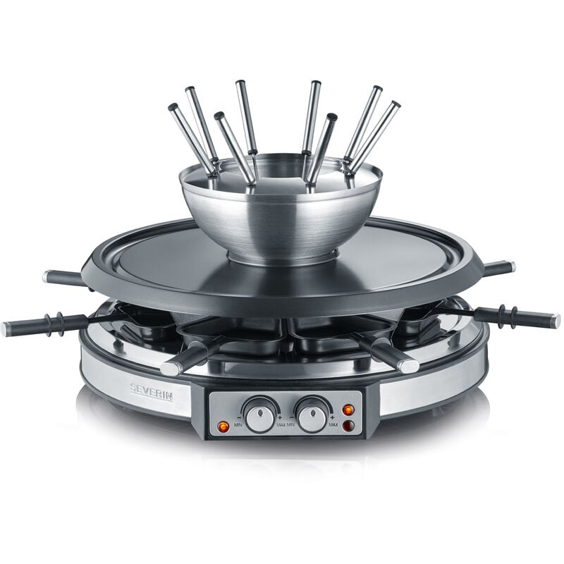 Combinación de Raclette-Fondue Severin RG 2348 - 1900 W. Acero Inoxidable cepillado