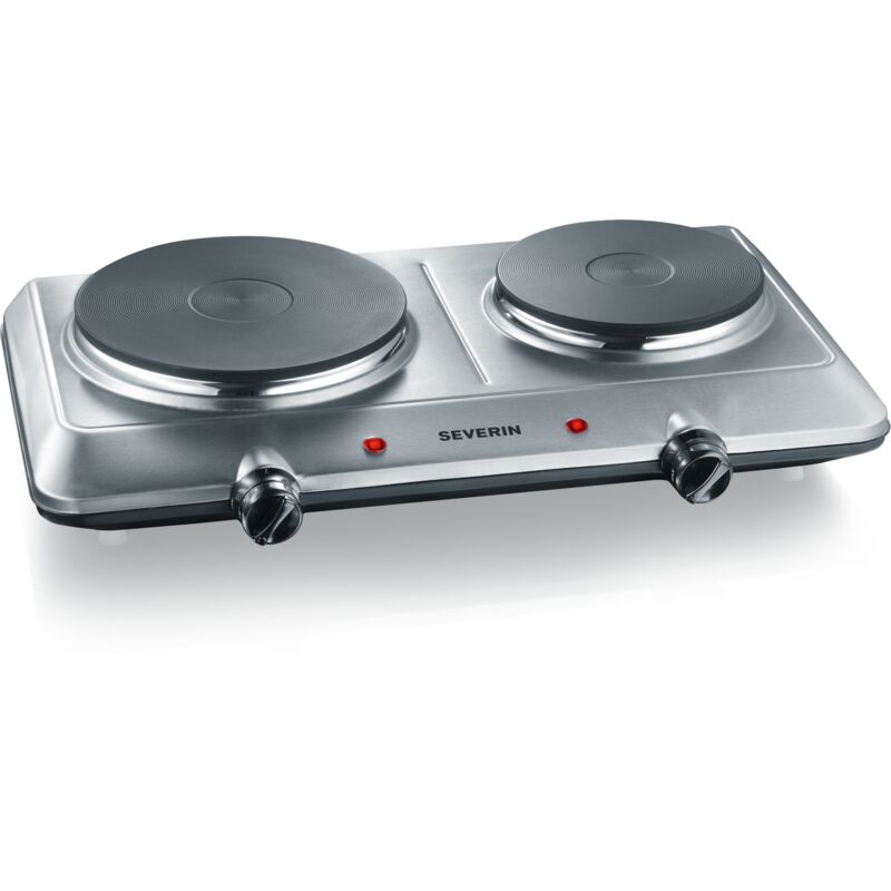 Hornillo de mesa de 2 fuegos. 2500 W. Acero inoxidable pulido Severin DK 1014