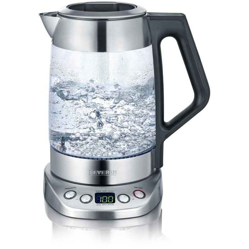 Hervidor de té/agua digital Deluxe Severin WK 3479 1,7 l agua, 1,5 l té. Acero Inox / Cristal 3000 W