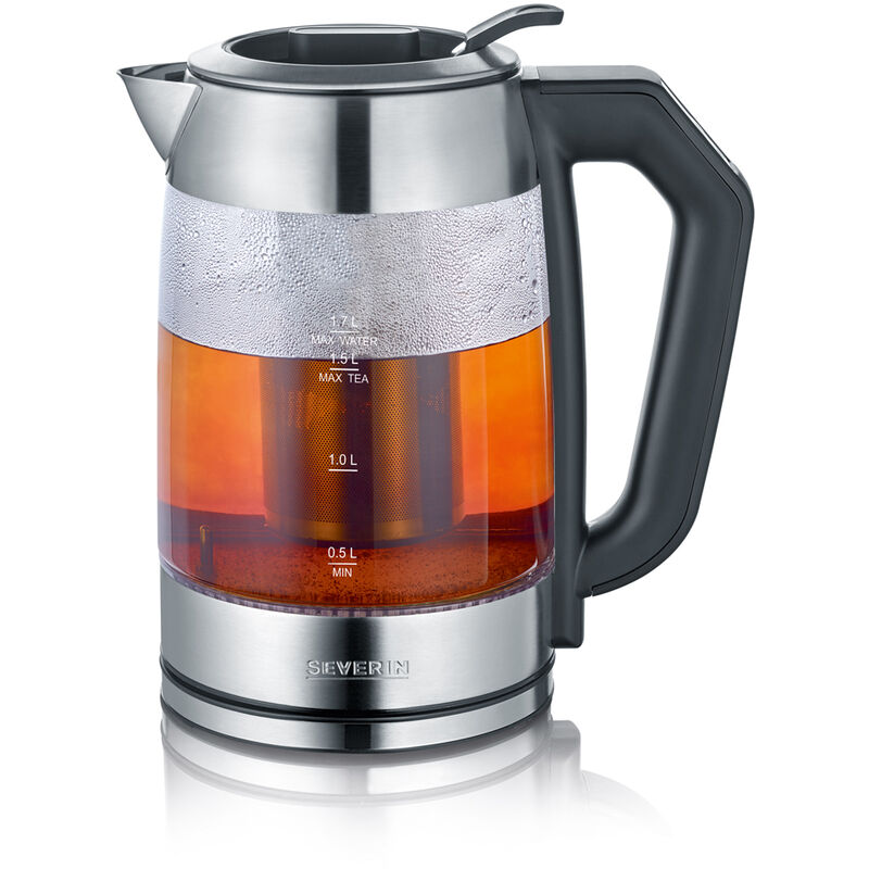 Hervidor de té/agua digital Severin WK 3477 1,7 l agua, 1,5 l té. Acero Inox / Cristal 2200W