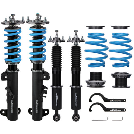 Maxpeedingrods – Amortisseurs combinés filetés BMW Série 3 E36 – Abaissement 1-3 pouces – Amortissement réglable 24 niveaux – Double tube pour performance optimisée